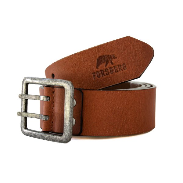 FORSBERG Leather belt with metal double prong buckle